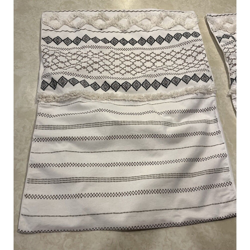 INK+IVY Imani Aztec Southwest Navajo Tribal 100% Cotton Fringe 2 Shams Std - Picture 4 of 14